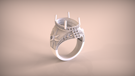 silver ring gems Jewelry 19 printable castable 3d print model - Mito3D