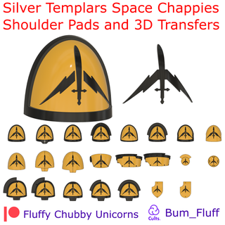silver templars space chappies shoulder pads 3d transfers war hammer 42k pauldron tabletop gaming transfer icons relief 28mm 30k heresy leviathan 3d print model - Mito3D