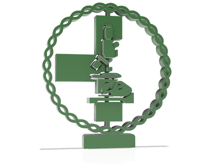 simbol biomedicina logotipo Ciência bio medicamento arte decoração empregos profissão 3d print model - Mito3D