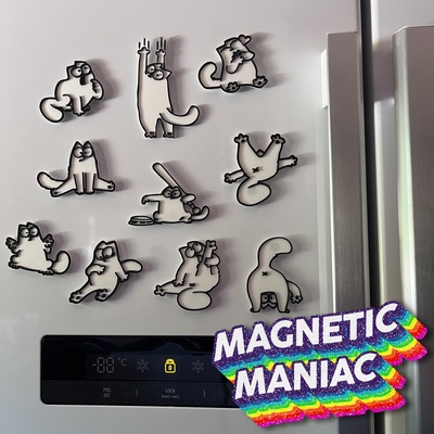 simon's chat frigo aimants accueil maison aimant sculpture dessin animé congélateur amusement cuisine remarques titulaire soutien animal ninja décor étoile rappel minimaliste 3d print model - Mito3D