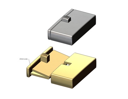 basit 20mm geniş Kutu toka 3d Yazdır model geçiş kilit kapatma Zincir kolye mücevher altın gümüş yazdırılabilir bracelete takı moda bilezik 3d print model - Mito3D