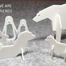 sencillo animales 4 polar serie animal oso zorro pingüino Conejo sello 3d print model - Mito3D