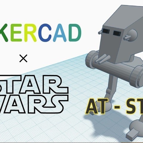 simple at-st tinkercad art models starwars robot 3D print model - Mito3D