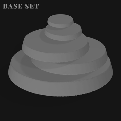 simple base set game 25mm 30mm 50mm 75mm 100mm 3d print model - Mito3D