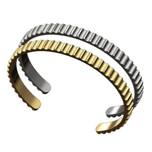 semplice fluttuato polsino braccialetto 3d Stampa modello moda gioielleria stampabile oro argento sterlina lusso moderno ondolato serrato geometrico costine scanalatura 3d print model - Mito3D