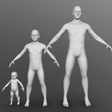 semplice umano pack gioco bundle base base-mesh Il modello 3d giovani kid maschio alta poli basso 3d print model - Mito3D