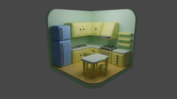 einfach isometrisch Küche verschiedene Spielzeug Zimmer 3d print model - Mito3D