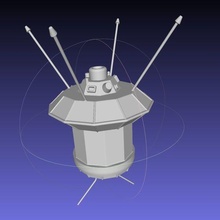 basit Luna 3 uzay aracı yazdırılabilir minyatür Sanat 3d printing kopya uçuşu incelemek bulmak luna ay 3d print model - Mito3D