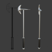 simple medieval battleaxe axe warhammer weapon blade 3d print model - Mito3D