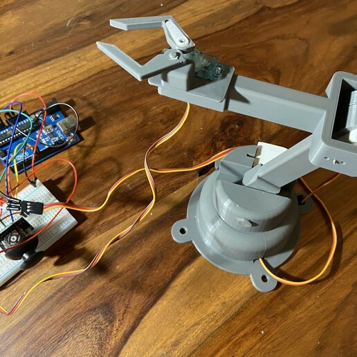 simples robô braço robótica arduino mão solteiro projeto 3D print model - Mito3D