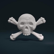 simple skull relief art stylized badge dangerous head pirate bones 3d print model - Mito3D