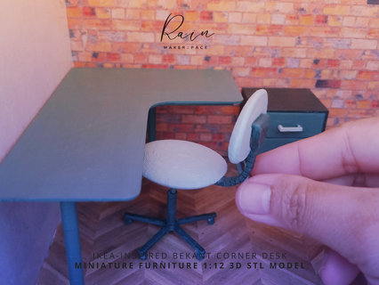 basit döner sandalye minyatür mobilya oyuncak bebek evi ofis çeşitli ikea inspired adde modern stil mini 3d print model - Mito3D