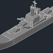 simplified battle ship battleship simple toy model boat vessel warcraft warship 3d print model - Mito3D
