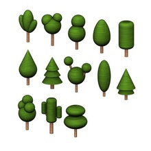 simplified miniature trees 3d print models architecture tree lowpoly plant garden printable forest bush green nature outdoor 3d print model - Mito3D