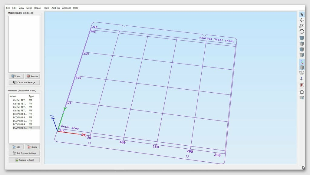 simplify3d prusa i3 mk3 mk52 steelsheet bedfile grid bed original prusai3mk3 s3d 3d printing 3D print model - Mito3D