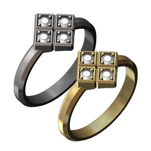 simpliste 4 diamant cubes bague 3d impression modèle bijoux facetté géométrique imprimable or sterling minimaliste ancien facette cube bar argent 3d print model - Mito3D