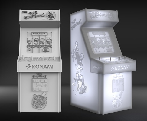 simpsons arcade cabinet lithophane homère bart lisa maggie margarine springfield rétro nostalgie amusement gamins pièces monnaie jeu vidéo 3d print model - Mito3D