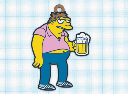 Simpsons Barney sakız çiğnemek anahtarlık 3d karakter tasarım baskı stl dijital indir basılı nesneler hayran Sanat koleksiyon duff bira karikatür hediye Simpson hayranlar eğlence kolay Yazdır montaj 3d print model - Mito3D