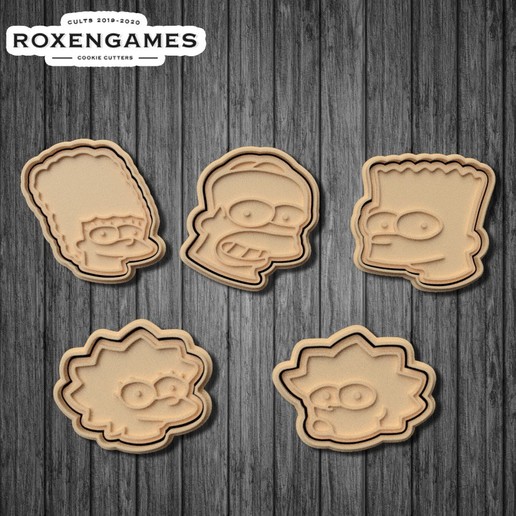 simpsons cookie cutter 5 home set stamp cookies cook cithen cutters cartoon simpson bart homer marge meggie meggi lisa 3D print model - Mito3D
