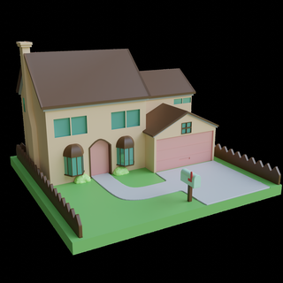 simpsons house art toy low poly sinsoms sipsoms sipsons march homer beer village 3d print model - Mito3D