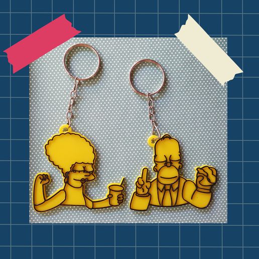 simpsons margarine Homère porte clés clé chaîne l'amour 3D print model - Mito3D