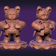 simulierte Herz - cute bear Kunst Niedlich tragen Tier Geschenk pose toon sculpt 3d print model - Mito3D