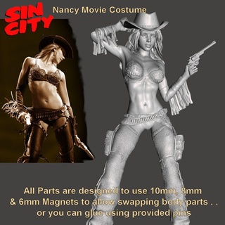 sin city nancy movie outfit sparx Art callahan cowgirl rope lasso pistol gun female dancer fantasy cult comic muscular pose 3d print model - Mito3D