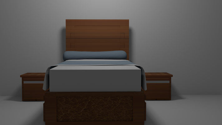 soltero cama mueble representación interiores decoración diorama escena 3d print model - Mito3D