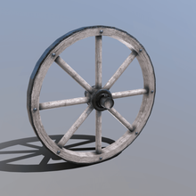 única roda de carro jogo ativo pronto carrinho a casa baixa contagem polígonos tudor fantasia medieval 3d print model - Mito3D
