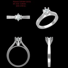 einzelne Diamant-ring Schmuck ring diamond single 3d print model - Mito3D