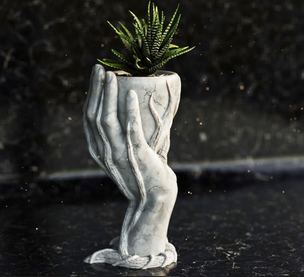 célibataire main vase accueil maison planteur fleur pot corps classique anatomie fleurs art 3d print model - Mito3D