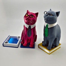 murphy library cat secret book box -single material package complete single model art figurine multi color assembly sculpture 3d print model - Mito3D