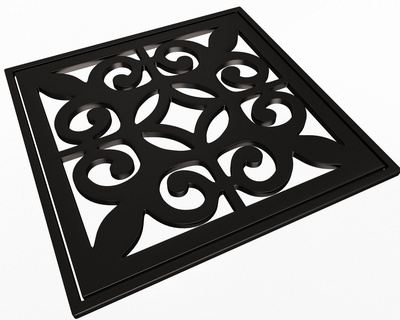sinkhole ornamented 01 sewer grate drain lid hole cover covering street iron dirty ground road floor small steel 3d print model - Mito3D