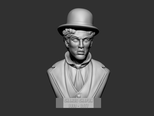 bayım charles spencer chaplin büst charlie şap hattı sarlo serseri film noir heykel komedi 3d print model - Mito3D