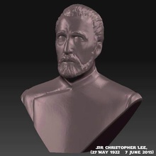 sir christoper lee memorial bust 1922 2015 art 3d print model - Mito3D