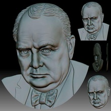 Bayım Winston Churchill 3d Vesika bas relief model cnc yönlendirici yazıcı Rahatlama baskı stl 3d print model - Mito3D