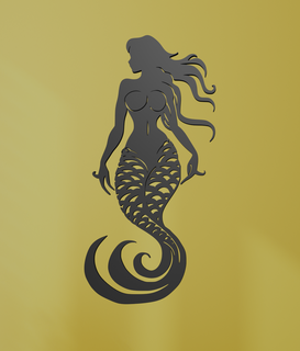 sirena parete arte laser taglio muraria opera d'arte mitologia greco mare oceano maga folclore mitico creatura tentatrice silhouette 2d design 3d print model - Mito3D