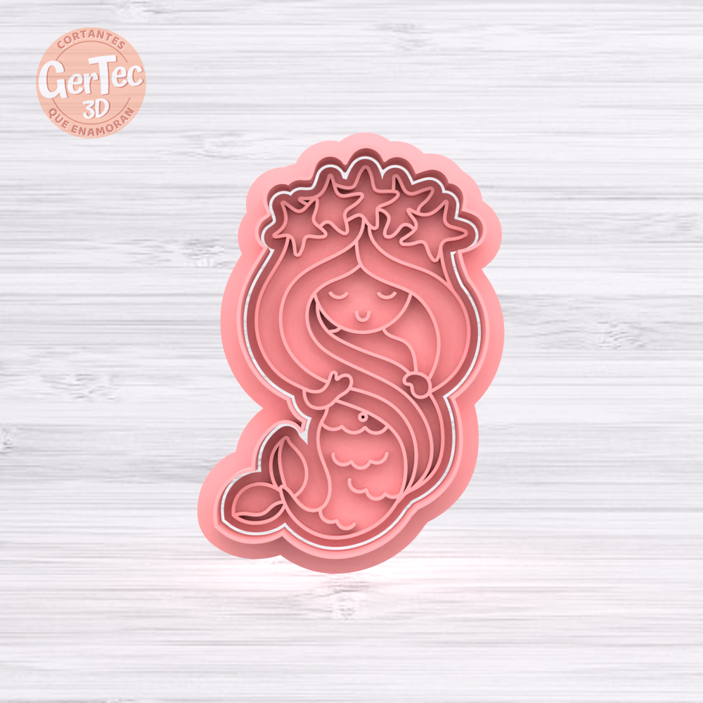 sirena cortador sello Galleta marina mar masa galletas frío porcelana cerámica 3D print model - Mito3D