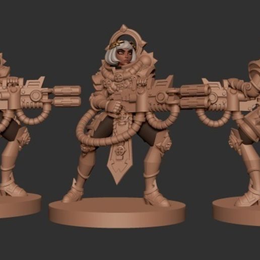 sorella battaglia melta 3d Stampa modello warhammer 40k spazio marino Alba guerra stampabile statua gioco femmina cavaliere ritratto armatura miniature figurine Giochi giocattoli tavola of 3D print model - Mito3D