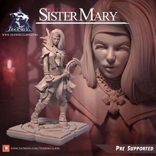 sœur Marie Jeu mini miniature clerc combattant prêtre religieuse femelle 28mm dnd éclaireur marteau guerre âge Sigmar figure statuette 3d print model - Mito3D