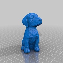 sentado perro 3d escanear Arte escáner exploración animal chien figura figurilla miniatura réplica juguete juguetes escaneos 3d print model - Mito3D