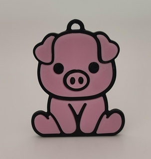oturma domuz anahtar Zincir mini eğlence hediye kolay Yazdır 3d print model - Mito3D