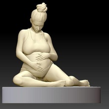 sentado embarazada Arte mamá embarazo amor bebé enamorado esculturas 3d print model - Mito3D
