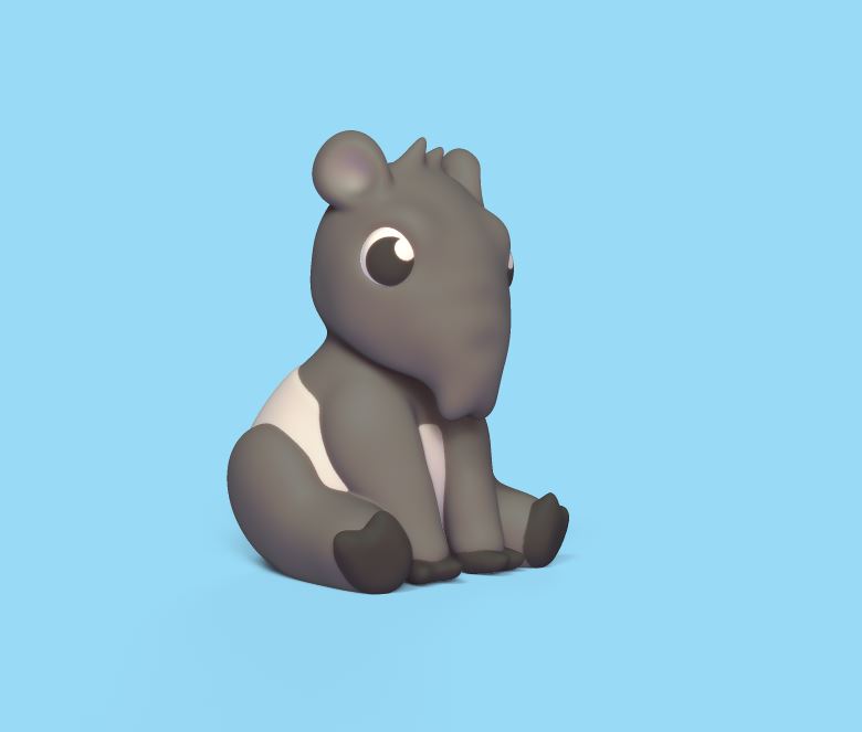 sitting tapir cute fun wild sculpture animal toy art miniatures decorative play cartoon statue 3D print model - Mito3D