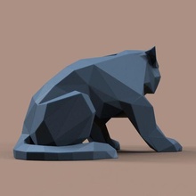 sitting tiger art lowpoly animal toy 3d print model - Mito3D
