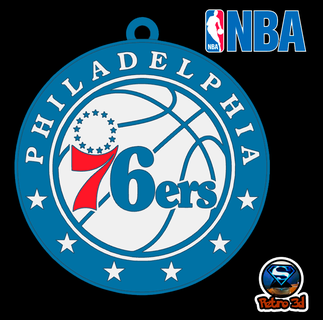 sixers logo porte clés bijoux crême Philadelphia basketball équipe 3d impression stl Ventilateurs bleu blanc rouge détails cadeau sport fierté délice Balle 3d print model - Mito3D
