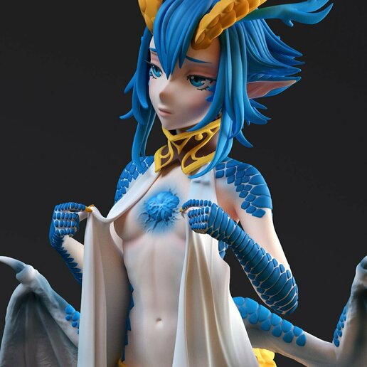 skadi dragenfelt anime girl dragon wings tail 3D print model - Mito3D