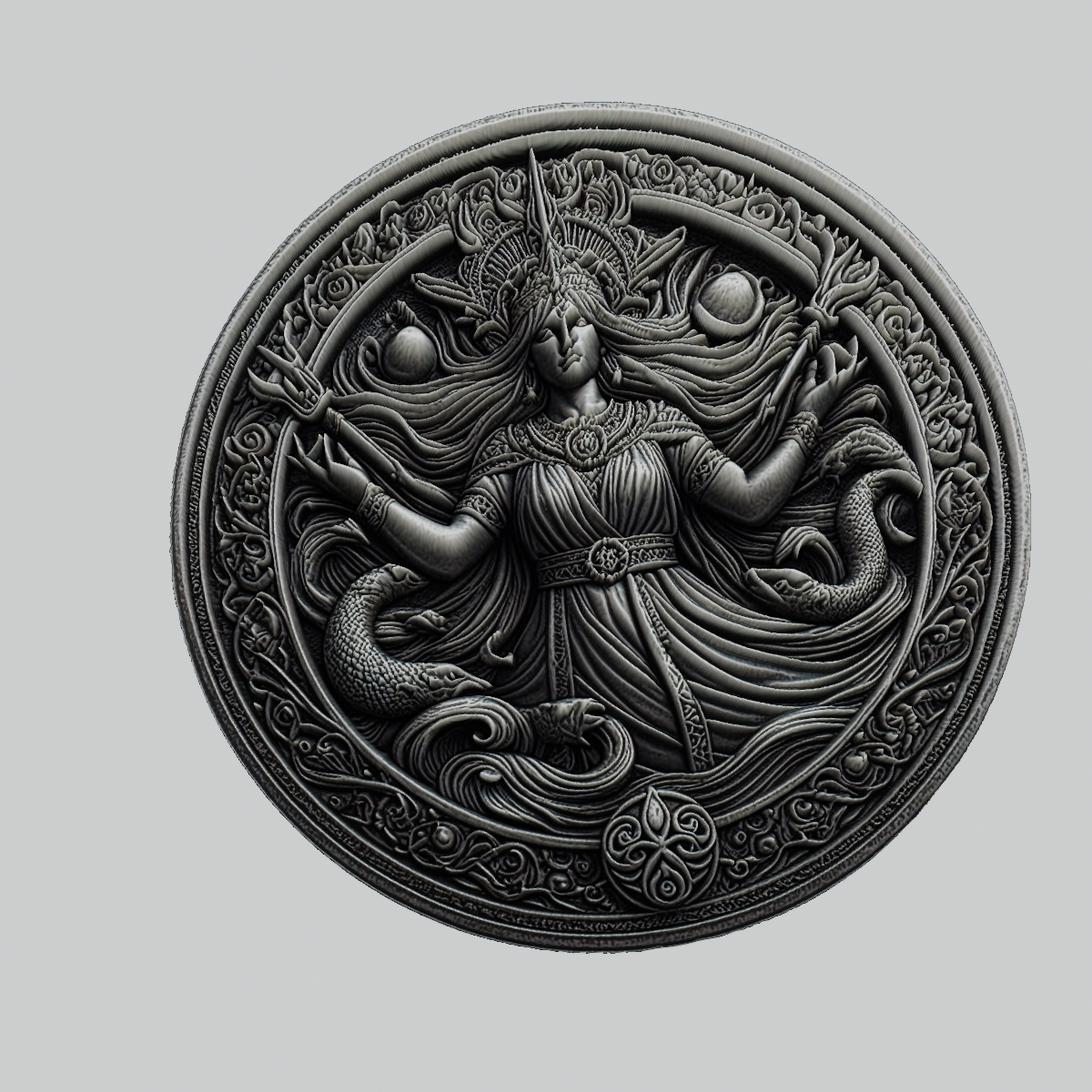 skadi mythologie medaillon kunst nordisch thor odin anhänger 3D print model - Mito3D
