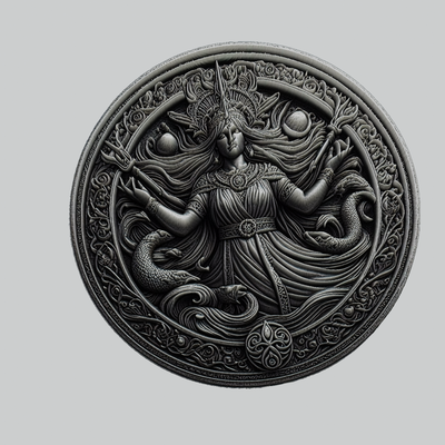 skadi mitología dios medallón arte nórdico thor odin colgante pendiente 3d print model - Mito3D