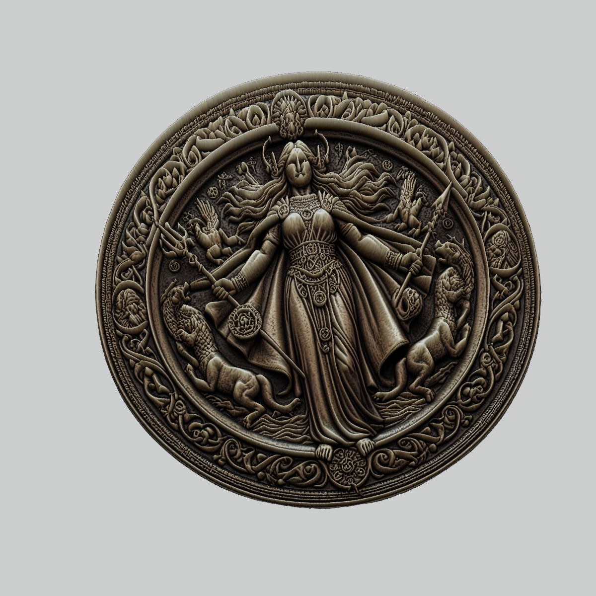 skadi mythology god medallion art norse locket thor odin pendant 3D print model - Mito3D